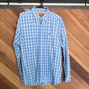 Simms Light Blue Plaid Men's Shirt